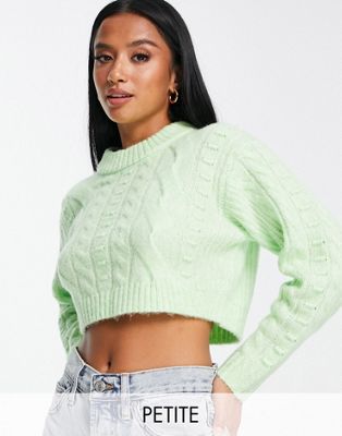 Miss Selfridge Petite heritage chunky cable jumper in green  - ASOS Price Checker