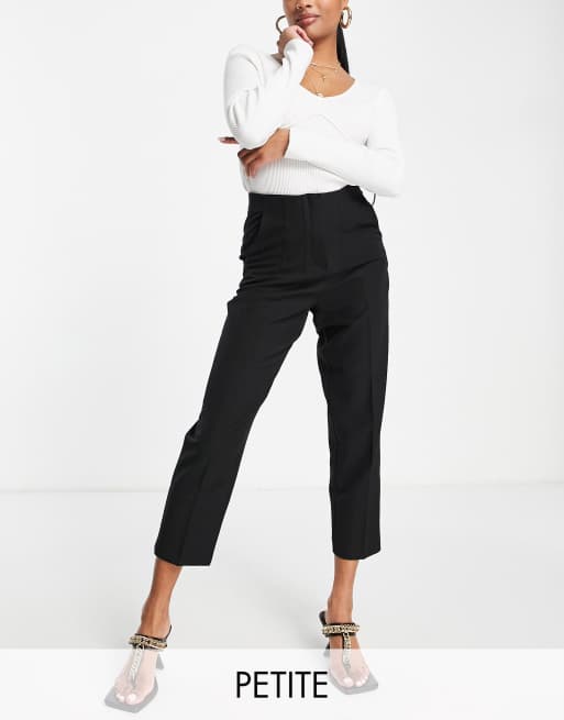 Miss Selfridge Petite high waist cigarette pants in black