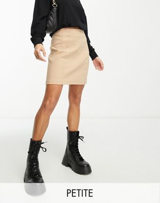 high waist mini skirt in stone-Neutral