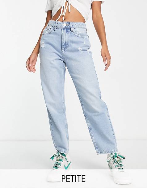 DTT Petite Lou mom jeans in light wash ASOS Damen Kleidung Hosen & Jeans Jeans Baggy & Boyfriend Jeans 