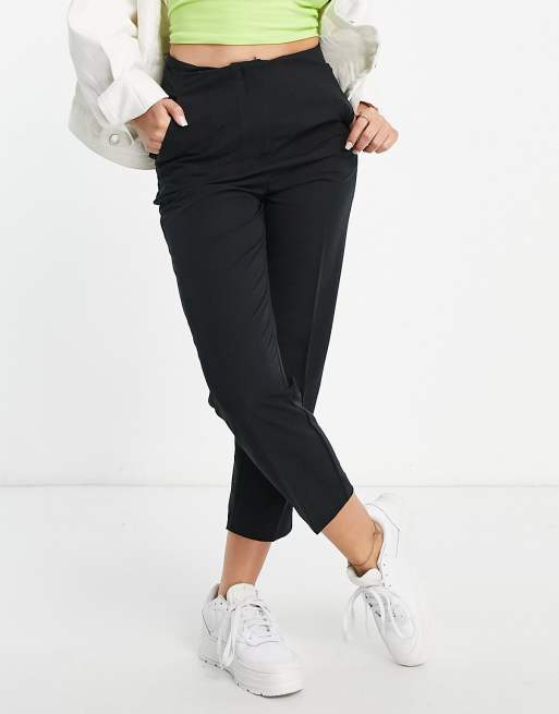 Miss Selfridge Petite high waisted cigarette trouser in black
