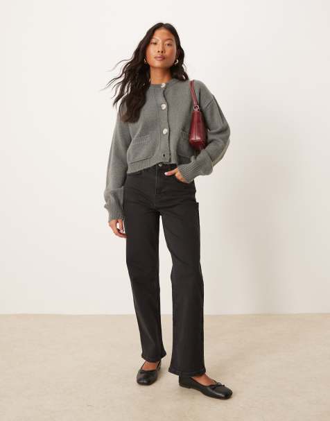 Miss Selfridge Petite - Jean droit avec poches en forme de cœur - Noir délavé - view 1
