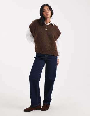 Miss Selfridge Petite - Jean droit - Indigo délavé-Bleu