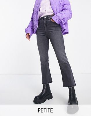 Miss Selfridge Petite cropped kickflare jean in black   - ASOS Price Checker