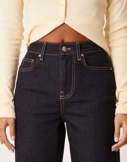 Miss Selfridge Petite - Jeans dritti color indaco con tasche e cuciture, 5 di 5