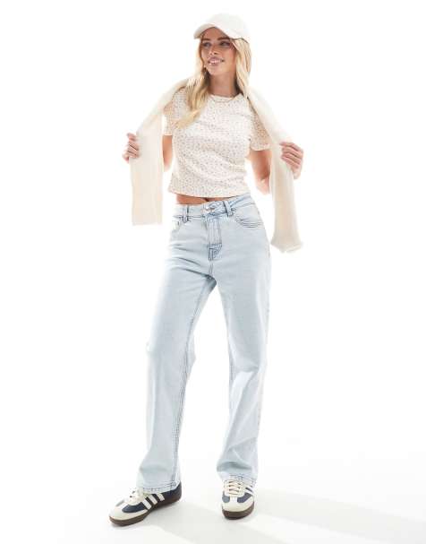 Miss Selfridge Petite - Jeans med lige ben og hjertelommer i isblå afbleget vask - view 1