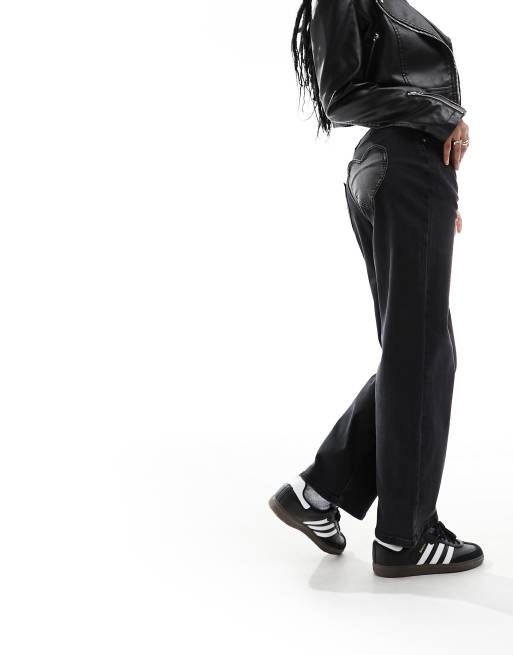 Miss Selfridge Petite - Jeans med lige ben og hjertelommer i sort vask, 3 af 5