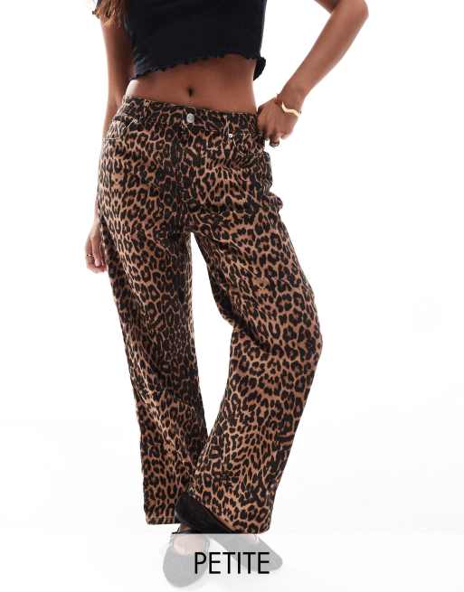 Miss Selfridge Petite - Jeans med lige ben og leopardmønster
