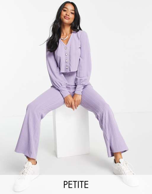 Miss Selfridge Petite - Joggingbroek met wijde pijpen en kabels in lila, deel van co-ord set