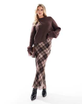 Miss Selfridge Petite - Jupe à carreaux longue - Rose | ASOS