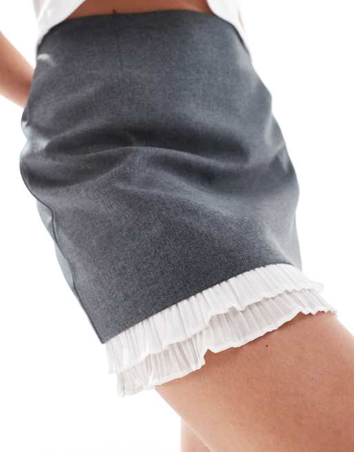 Miss Selfridge Petite - Jupe habillée double épaisseur - Gris, 5 de 5