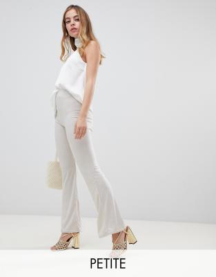 white petite flared trousers