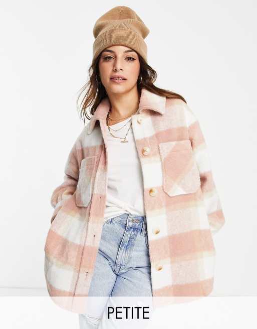 Miss Selfridge Petite – Kurtka koszulowa w różową kratę