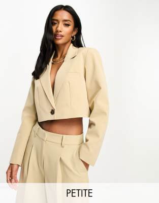 Miss Selfridge Petite - Kurzblazer in Stone, Kombiteil-Grün