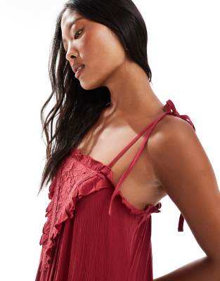 Miss Selfridge Petite Lace Detail Maxi Slip Dress