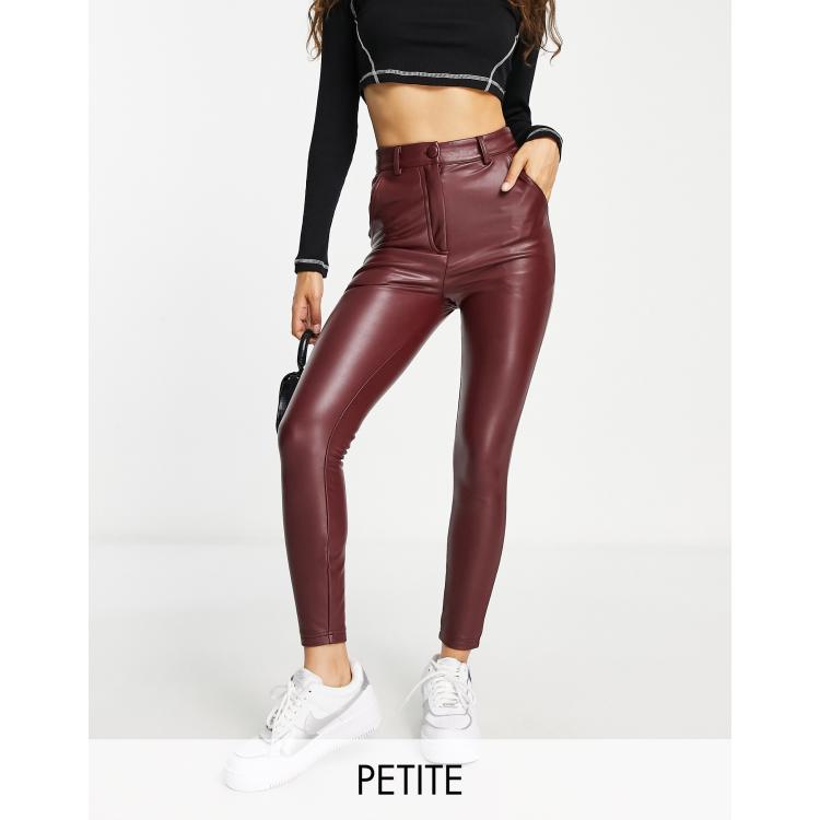 Miss Selfridge Petite Legging imitation cuir bouton et braguette