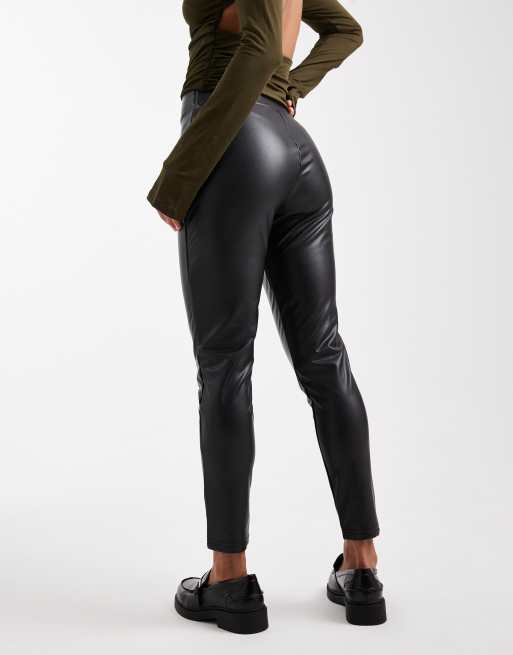 Miss Selfridge Petite - Legging met elastische taille van imitatieleer in zwart, 5 van 5