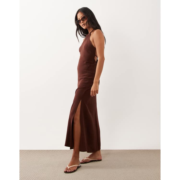 black one shoulder linen dress One Shoulder Linen Dress – Maison Fifi