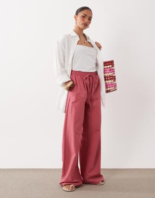 Широкие брюки из льняной смеси Miss Selfridge Petite цвета малины raspberry
