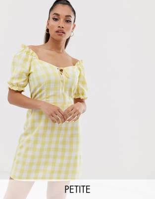 checkered yellow dress