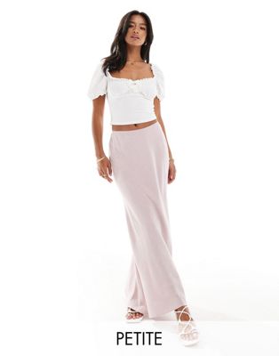 linen look bias maxi skirt in soft pink