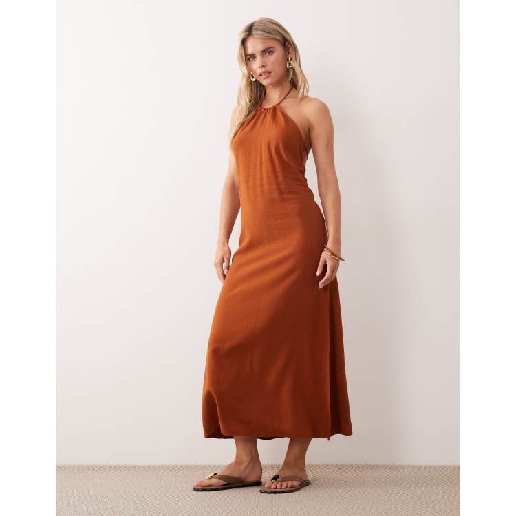 white halter neck graduation dress Rhoda | White Twist Halter-Neck Cape Maxi Dress