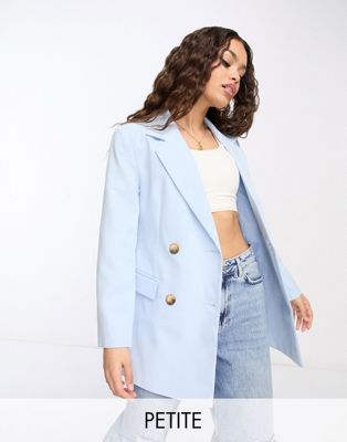 Miss Selfridge Petite longline fitted waist blazer in pale blue - ASOS Price Checker
