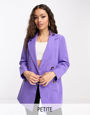 Miss Selfridge Petite Longline Fitted Waist Blazer In Purple