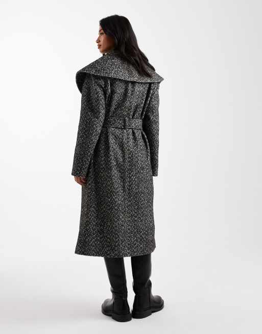 Miss Selfridge Petite - Manteau croisé élégant à chevrons et col châle, 3 de 4