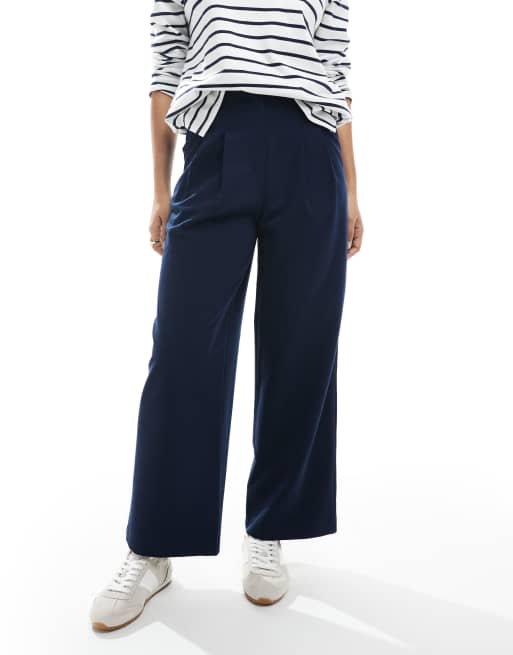 Miss Selfridge Petite – Marinblå, figursydda byxor med vida ben, 2 av 5
