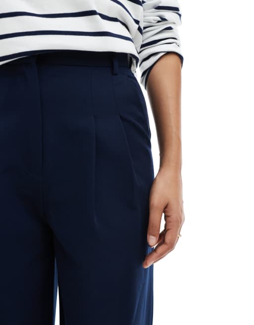 Miss Selfridge Petite – Marinblå, figursydda byxor med vida ben, 3 av 5