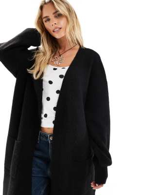Miss Selfridge Petite Maxi Cardigan In Black