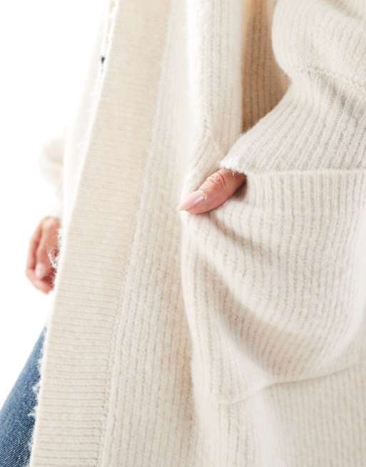 Miss Selfridge Petite maxi cardigan in oatmeal