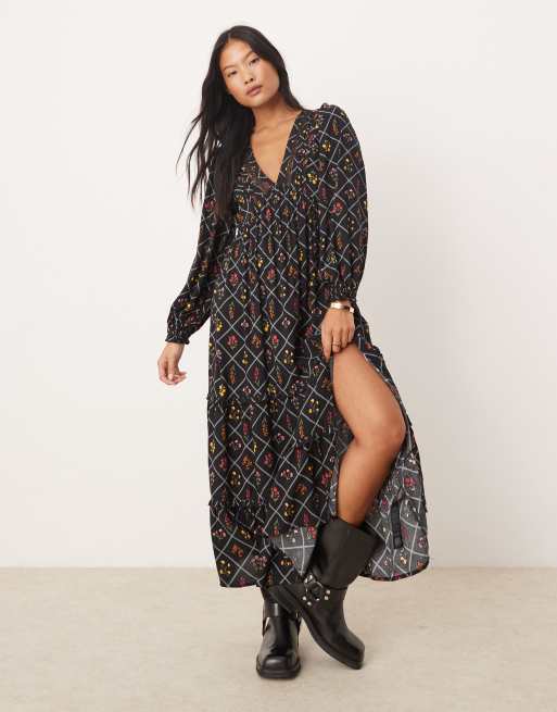 Miss Selfridge Petite - Maxi-jurk met bloemenprint in multi, 4 van 4