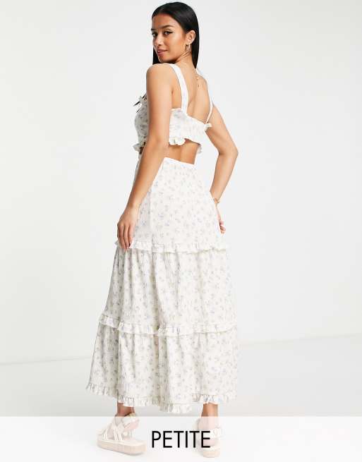 Miss Selfridge Petite - Maxi jurk met uitsnijding en fijne bloemenprint