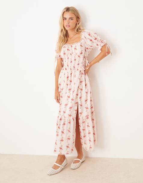 Miss Selfridge Petite – Maxi-Milchmädchenkleid mit Vintage-Blumenmuster und Korsettdetail - view 1