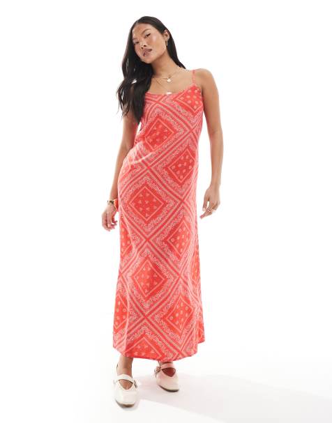 Miss Selfridge Petite - Maxi slipdress met smalle bandjes en lage ronde hals in bandanaprint - view 1