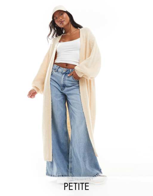 Miss Selfridge Petite – Maxi-Strickjacke in Hellbeige