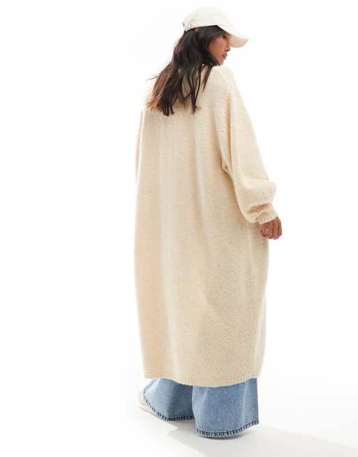 Miss Selfridge Petite – Maxi-Strickjacke in Hellbeige, 3 von 4