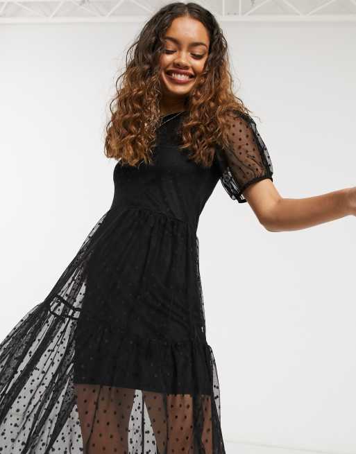 Black dobby mesh dress hotsell