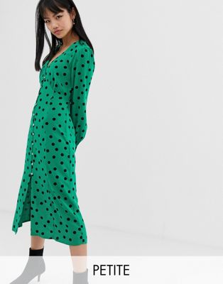 green midi polka dot dress