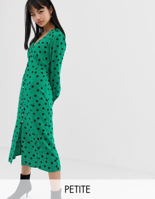 green midi polka dot dress