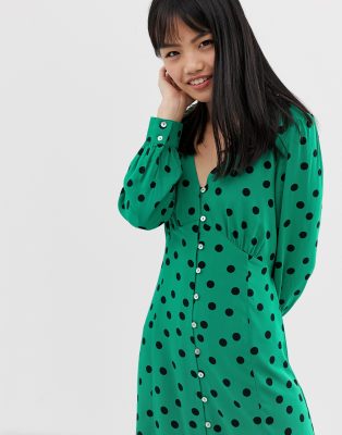 green spotted dresses