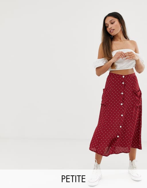 Petite polka on sale dot midi skirt