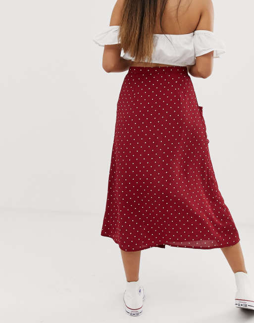 Miss selfridge petite midi 2025 skirt in polka dot