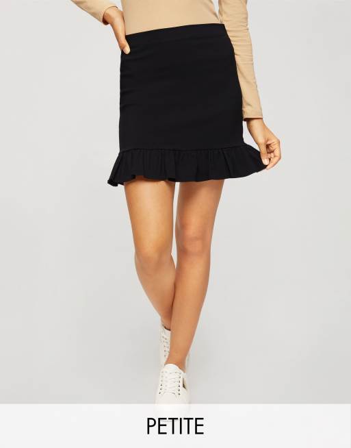 Miss Selfridge Petite - Minigonna nera con volant