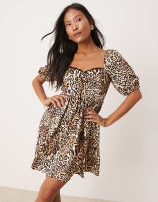 Miss Selfridge Petite - Minikleid mit Animalprint-Bunt