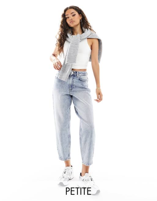 Miss Selfridge Petite - Mom-jeans i blå syrevask