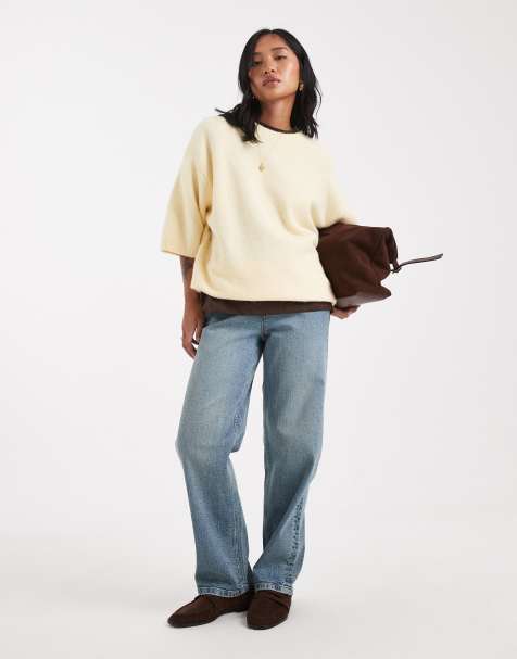 Miss Selfridge Petite straight leg jean in dirty wash