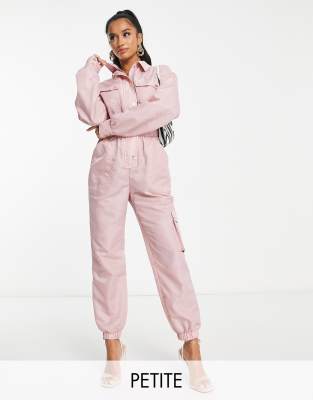 Miss Selfridge Parachute Cargo Jumpsuit In Dusky Pink